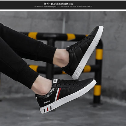 Męskie trampki codzienne, buty do skateboardingu, płaskie buty z PU, buty dla studentów, trampki outdoorowe, buty uliczne, sznurowane buty do chodzenia, rozmiar plus size 48