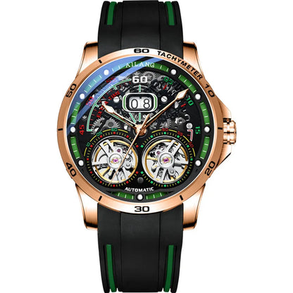 AILANG Super Cool Double Tourbillon Automatic Mechanical Watch Men Luxury Brand Luminous Waterproof Watches Men's Reloj Hombre