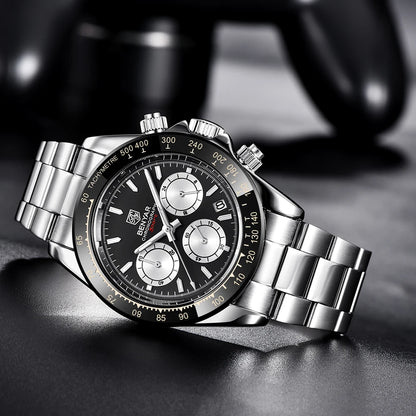„BENYAR“ vyriški laikrodžiai – prabangus chronografas, sportinis modelis, atsparus vandeniui, pagamintas iš nerūdijančio plieno, su kvarciniu mechanizmu