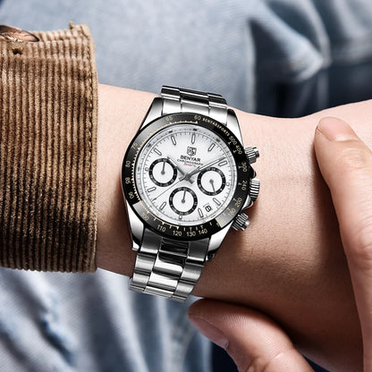 „BENYAR“ vyriški laikrodžiai – prabangus chronografas, sportinis modelis, atsparus vandeniui, pagamintas iš nerūdijančio plieno, su kvarciniu mechanizmu