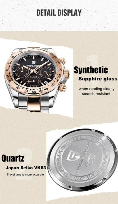 2026 New PAGANI DESIGN Mens Quartz Watches Top Brand Luxury Business Watch For Men Stainless Steel Waterproof Chronograph Clock