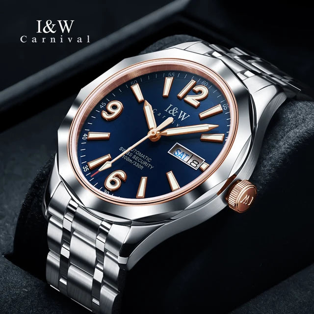 Reloj CARNIVAL para hombre de tungsteno, reloj mecánico de lujo con movimiento automático NH36, reloj de pulsera impermeable para hombre