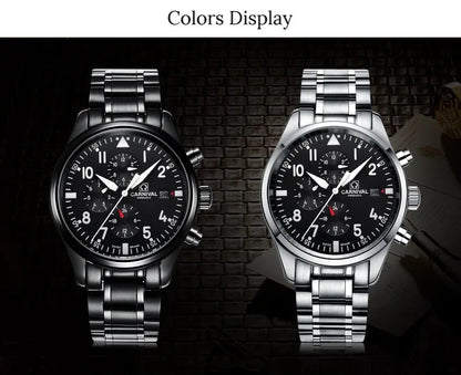 CARNIVAL High Quality Sport watch 100m waterproof Swimming Automatic Watch Men 24 hours Calendar HD Luminous Mechanical watches