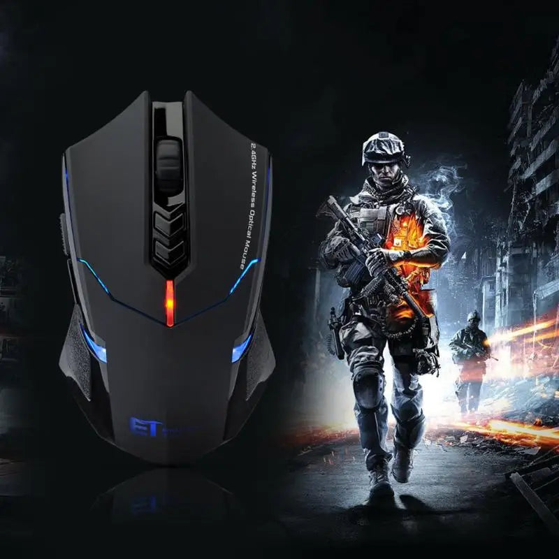 ET X-08 2000DPI regulowana 7-przyciskowa bezprzewodowa mysz gamingowa 2.4G, profesjonalna bezprzewodowa mysz gamingowa dla graczy, cicha mysz LED do PC
