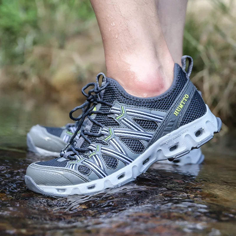 HUMTTO Herren-Wasserschuhe für Outdoor-Trekking, Waten und Aqua-Aktivitäten – atmungsaktive Mesh-Sneaker, schnelltrocknend, knöchelhoch, rutschfest, für Damen und Herren