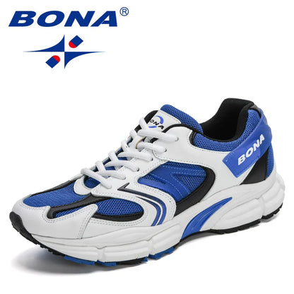 BONA New Designers Action leren mesh heren hardloopschoenen sneakers sportschoenen lichtgewicht antislip wandelschoenen voor buiten