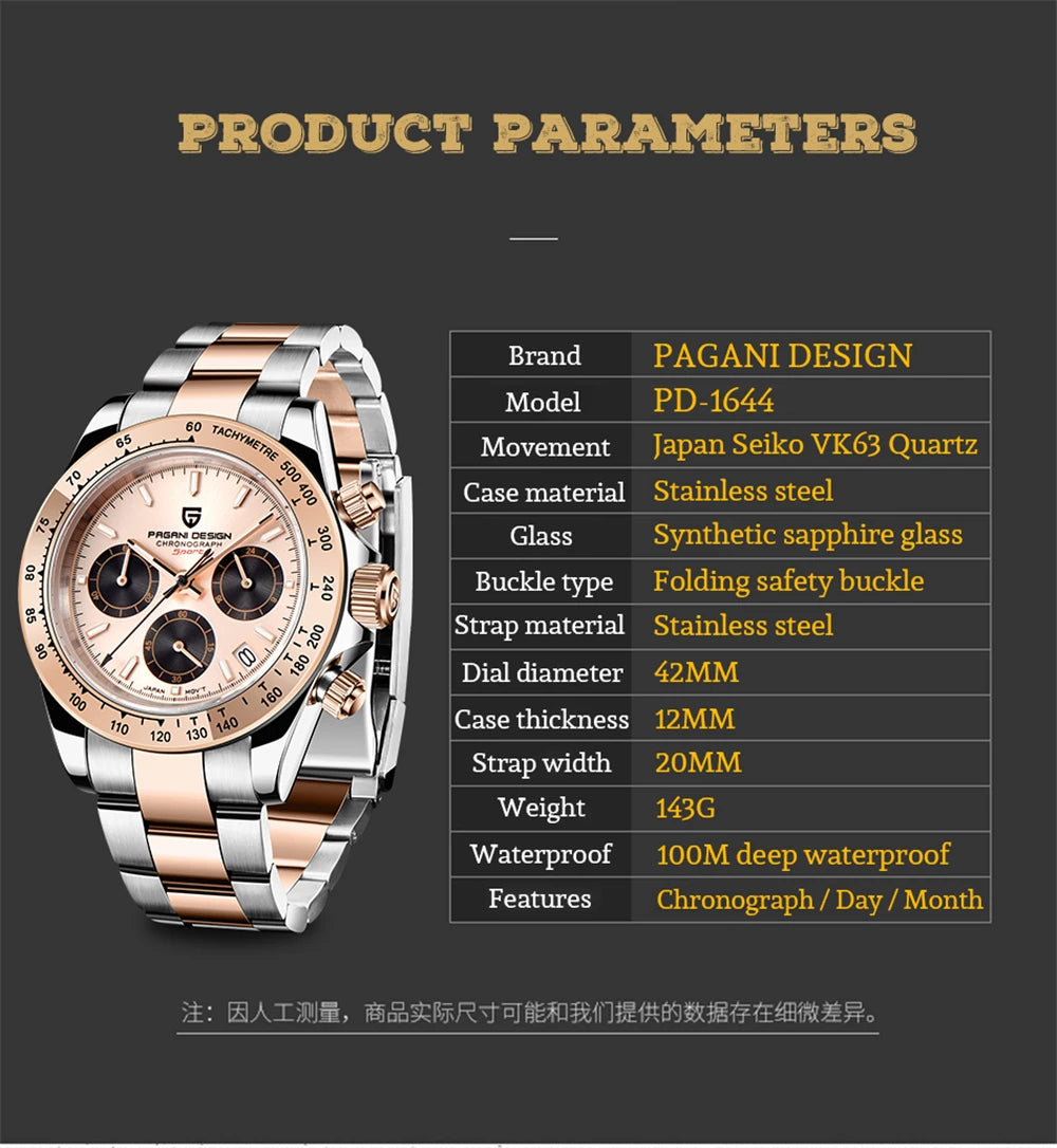 2026 New PAGANI DESIGN Mens Quartz Watches Top Brand Luxury Business Watch For Men Stainless Steel Waterproof Chronograph Clock