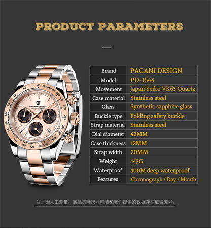 2026 New PAGANI DESIGN Mens Quartz Watches Top Brand Luxury Business Watch For Men Stainless Steel Waterproof Chronograph Clock