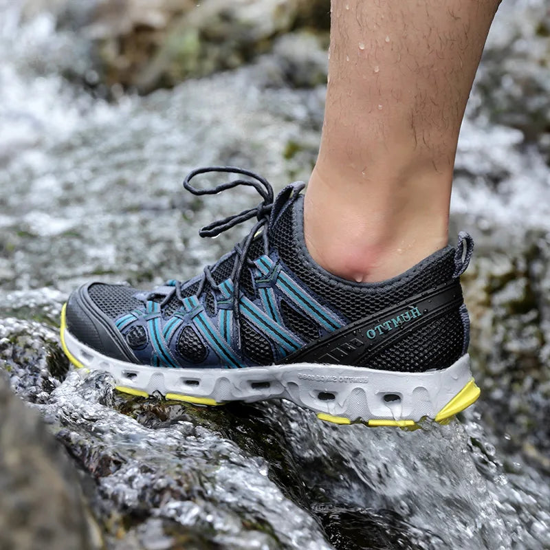HUMTTO Herren-Wasserschuhe für Outdoor-Trekking, Waten und Aqua-Aktivitäten – atmungsaktive Mesh-Sneaker, schnelltrocknend, knöchelhoch, rutschfest, für Damen und Herren