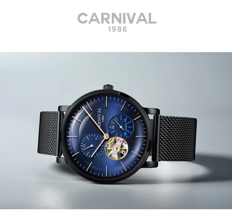 Mekanisk herrklocka Carnival – Automatisk lyxarmbandsur med safirglas
