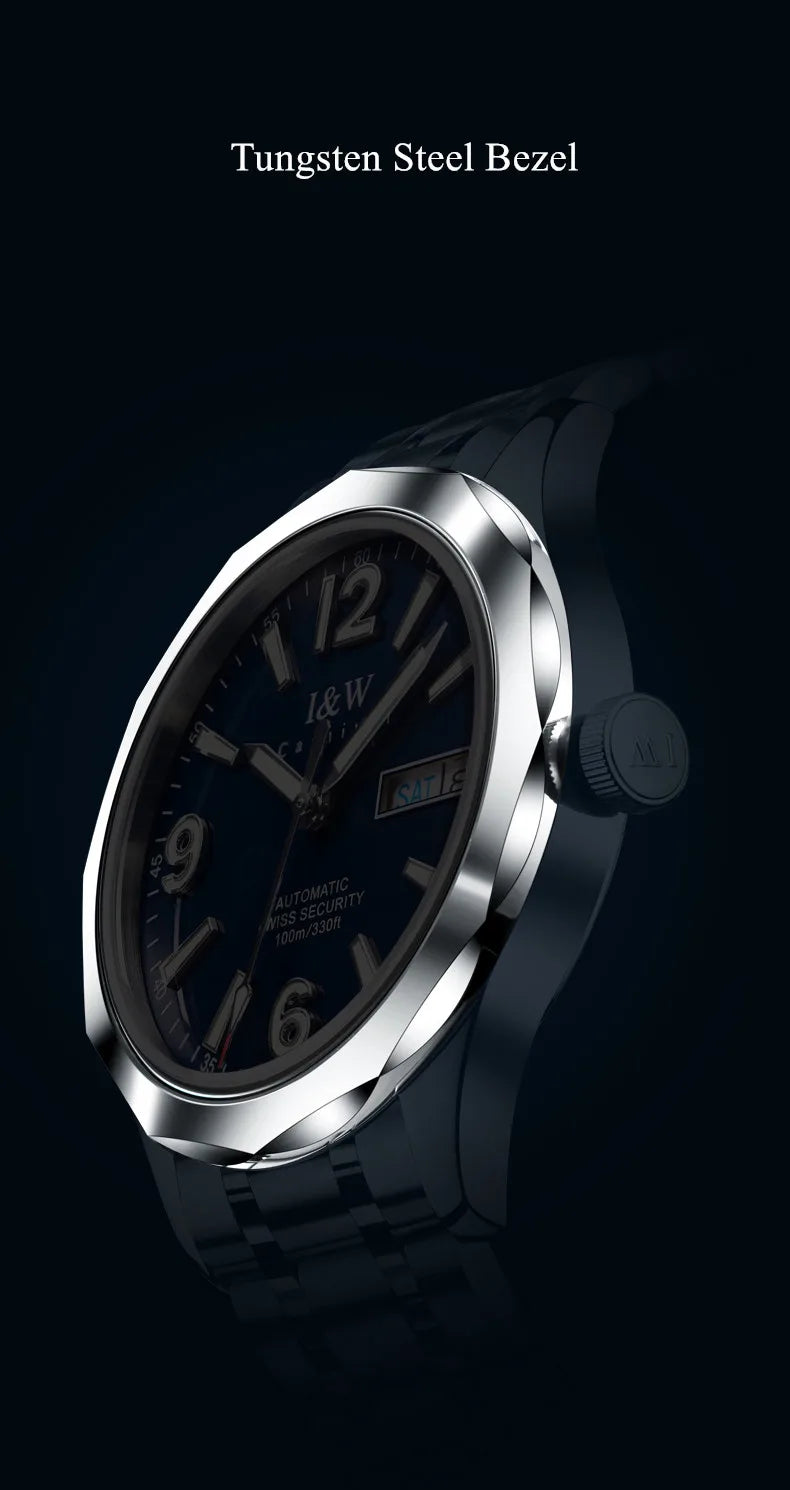 Reloj CARNIVAL para hombre de tungsteno, reloj mecánico de lujo con movimiento automático NH36, reloj de pulsera impermeable para hombre
