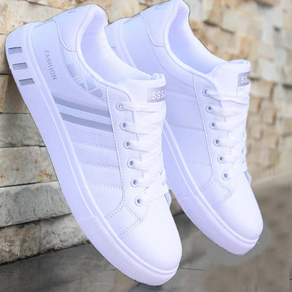 Męskie trampki codzienne, buty do skateboardingu, płaskie buty z PU, buty dla studentów, trampki outdoorowe, buty uliczne, sznurowane buty do chodzenia, rozmiar plus size 48