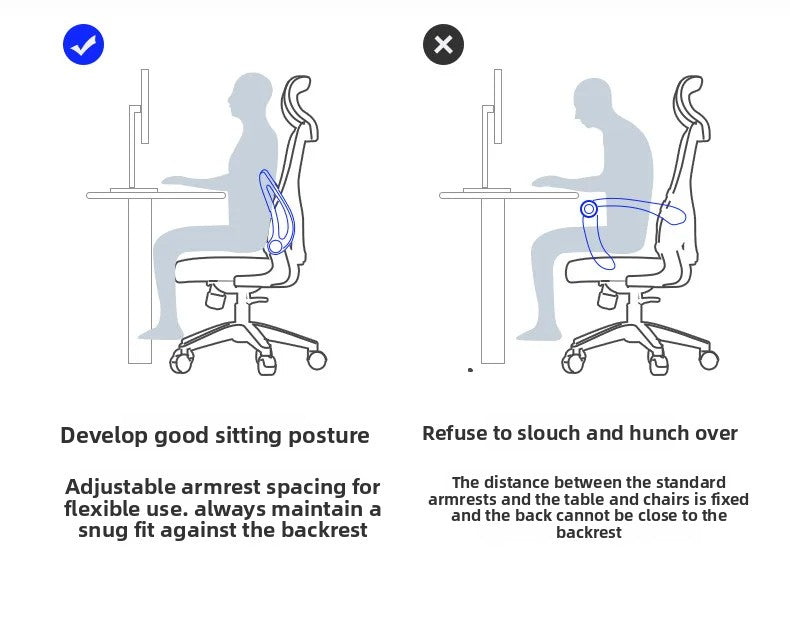 Computer-Bürostuhl – ergonomisch, für Büro, langes Sitzen, Lernen, Mahjong, Konferenz und Wohnheim