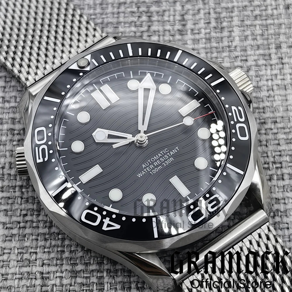 Gramock New 007 NTTD Wristwatch 41mm Men Mechanical Watch Automatic Watch Domed Sapphire Glass Luminous Diving Steel NH35/PT5000