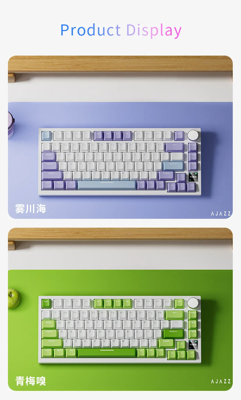AJAZZ AK820 Pro kabelgebundene & kabellose mechanische Gaming-Tastatur, Tri-Mode, RGB-Hintergrundbeleuchtung, Hot-Swappable Switches, 70% kompaktes Layout, PC/Mac