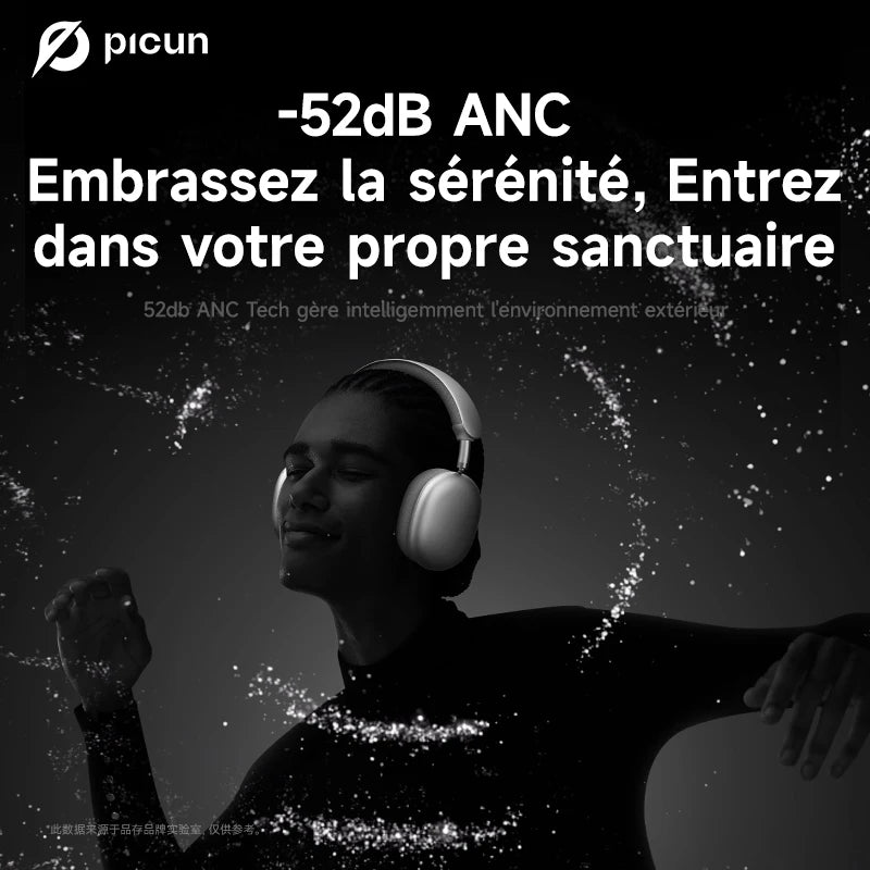 Cuffie wireless Picun F8 Pro ANC con head tracking, audio spaziale 3D, ANC -52dB, headset Bluetooth Hi-Fi, microfono HD ENC, app a bassa latenza
