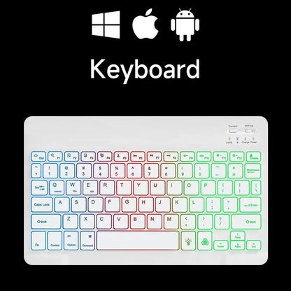 Mini-RGB-Tastatur mit Hintergrundbeleuchtung, 10 Zoll, Bluetooth, kabellose Maus, wiederaufladbar, für Spanisch, Russisch, Hebräisch, Koreanisch, Französisch, Arabisch, Portugal