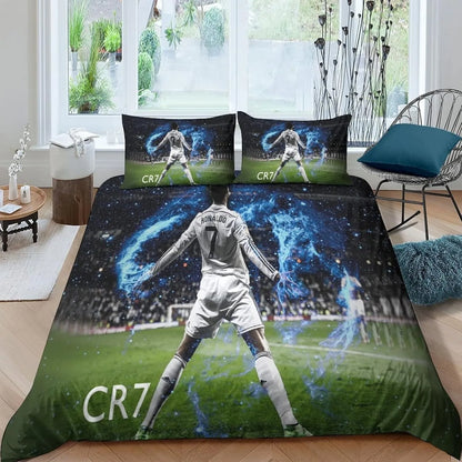 Fotbalový povlak na peřinu Ronaldo CR7, ložní souprava pro dospělé, chlapce i dívky, dekorace do ložnice, dárek pro děti, jednolůžková, dvojlůžková, velká velikost