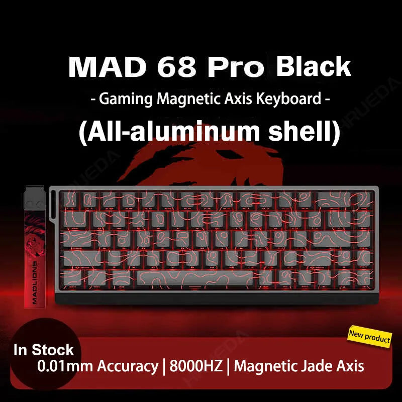 MADLIONS Mad 60he Mad60HE Mad 68HE Teclado mecânico com interruptores magnéticos, com fios, hot-swap, taxa de polling 8K, teclado gaming personalizado