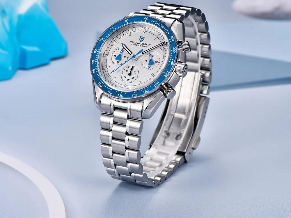 PAGANI DESIGN New AR Sapphire Quartz luxury men's watches 500 vitometer Circle Sport M 100 waterproof chronograph 316L all-steel Japan Movt Luminous man Watch