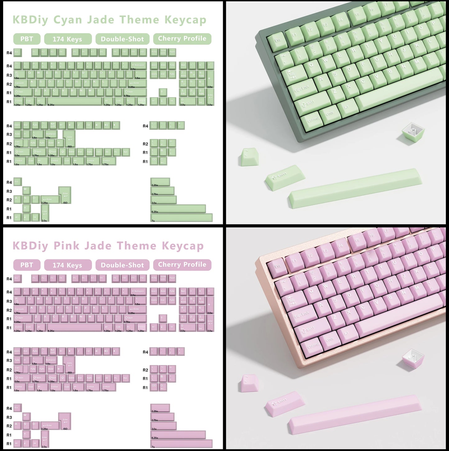KBDiy 174 tasti/set keycap PBT GMK Apollo double shot minimalisti profilo ISO Cherry per tastiera meccanica da gaming compatibile MX