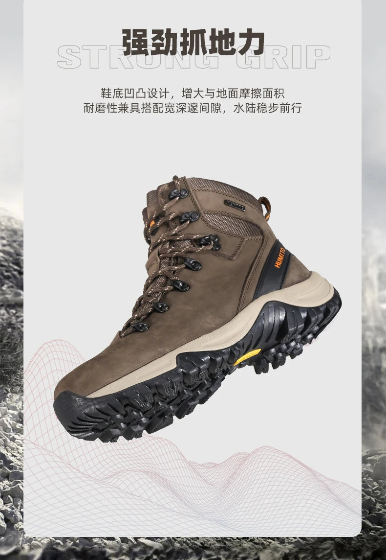 HUMTTO Sapatilhas de Caminhada Impermeáveis para Homem, Botas de Caça Táticas de Deserto, Botas de Trekking pelo Tornozelo para Homem e Mulher, Quentes em Couro