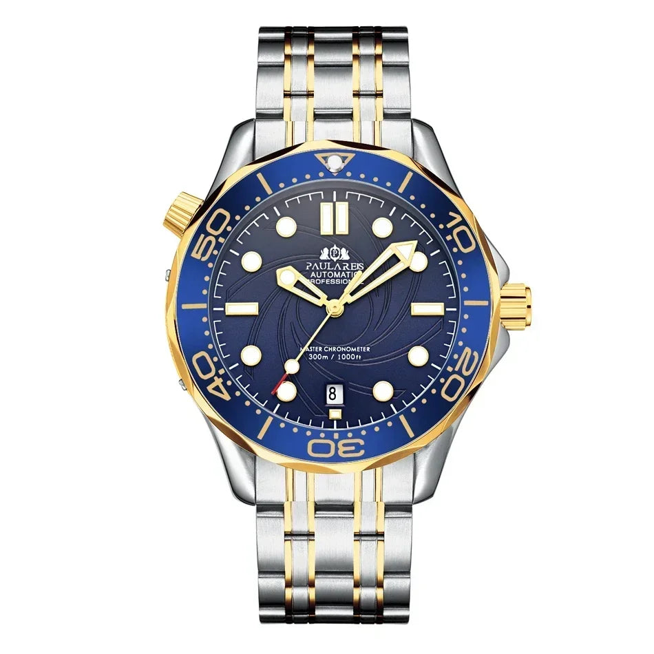 Automatic Mens Watch Mechanical Self Wind Movement Stainless Steel Casual Yellow Gold Silver Blue Master Wave Fashion Watches