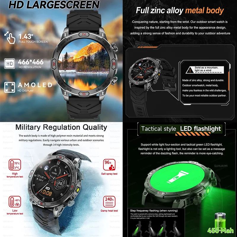 Men Fashion Outdoor Sport GPS Smart Watch Men AMOLED HD Screen Heart rate Waterproof Sport Smartwatch Man Smart Bracelet clock