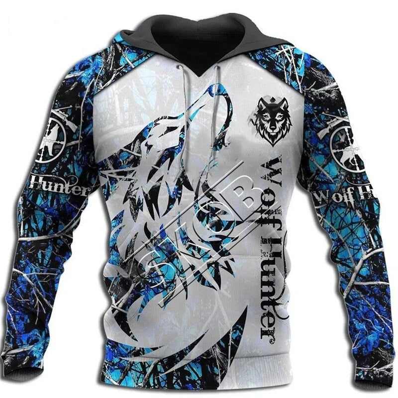 Sweatshirt com Capuz Unissexo de Outono com Estampado 3D Integral de Leão, Lobo e Pele de Tigre Branco para Homem, Pullover Casual Estilo Casaco