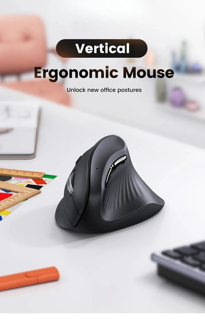 Langaton Bluetooth 5.0 2.4G -hiiri, ergonominen, 4000DPI, 6 hiljaista painiketta, MacBookille, tableteille, kannettaville tietokoneille ja PC:lle