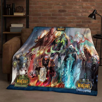 3D WOW World of Warcraft žaidimo „Demon Hunter Arthas“ animacinio stiliaus flanelinis pledas, itin minkštas pliušinis užklotas namams, miegamajam, lovai ir sofai