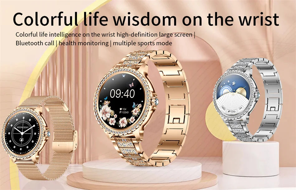AMOLED Screen Smart Watch Heart Rate Blood Oxygen Fashion Ladies Bracelet 2023 Bluetooth Call Smartwatch Womoen For Android IOS