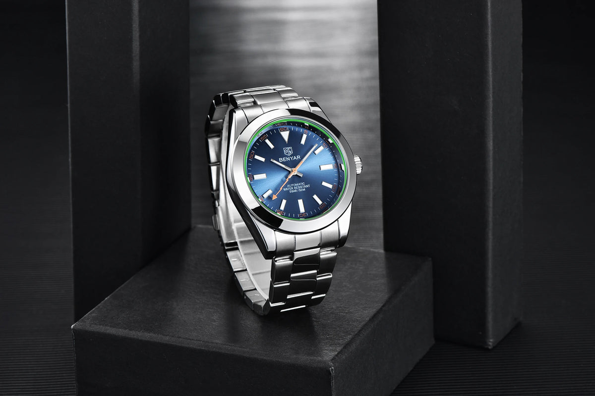 BENYAR – Nuovo orologio da uomo, marchio di lusso, orologio meccanico a carica automatica, impermeabile fino a 50 m, modello sportivo con lancette luminescenti