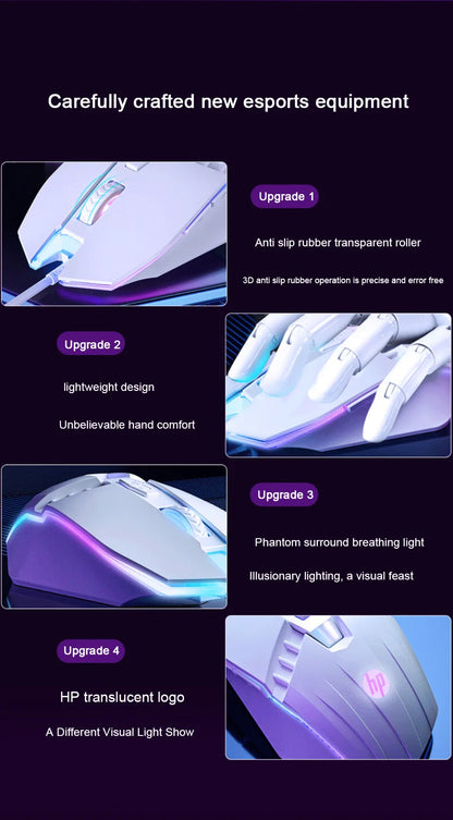 HP M1 kabelgebundene Gaming-Maus, weiß beleuchtet, E-Sports-Maus, USB, für Gaming, Büro, Desktop und Laptop