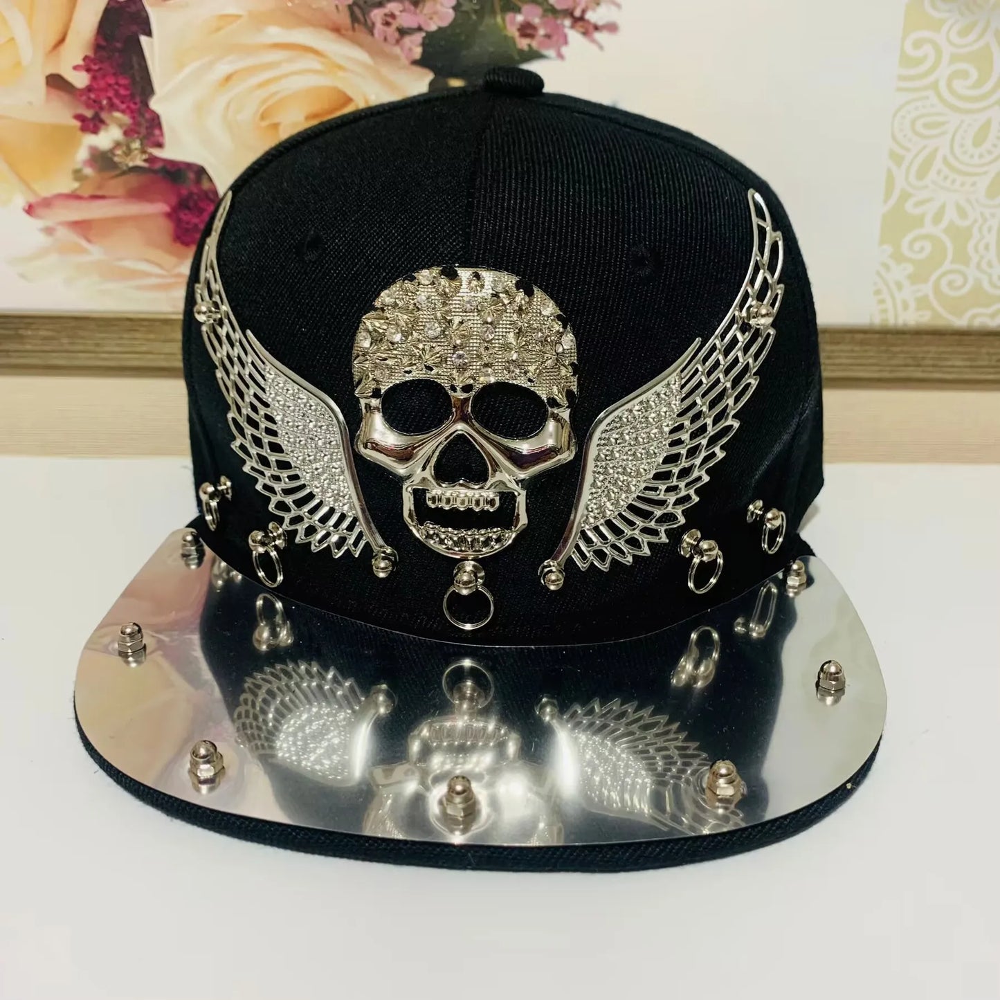 "New Punk Hip-Hop Rivet Cap, Street Style Baseball Cap with Studs for Men & Women, Stage Performance Hat"