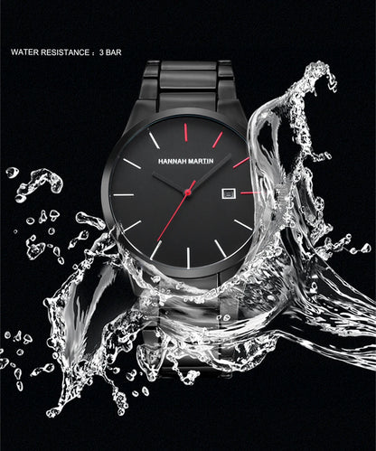Hannah Martin -miestenkello, ruostumattomasta teräksestä valmistettu kotelo, kvartsikoneisto, 41 mm:n kellotaulu, ammattimainen tyyli, kalenterinäyttö (jäljitelmä)