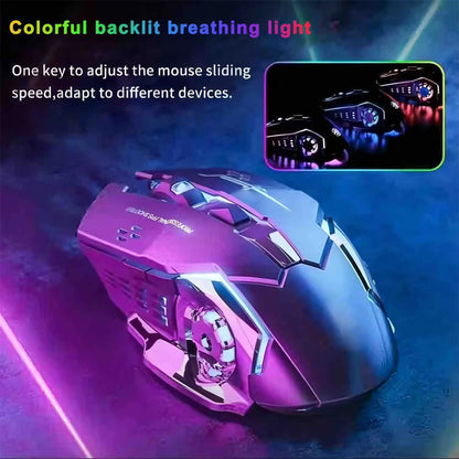 Bluetooth herní myš k počítači, dobíjecí bezdrátová myš USB, mechanická e-sportovní podsvícená myš PC Gamer pro počítač