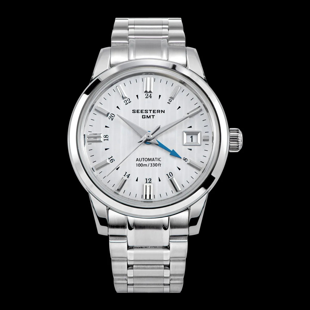 SEESTERN Men's Automatic Mechanical Wristwatch NH34 GMT Movement 10bar Waterproof Domed Sapphire Crystal Watch Limited S446 New