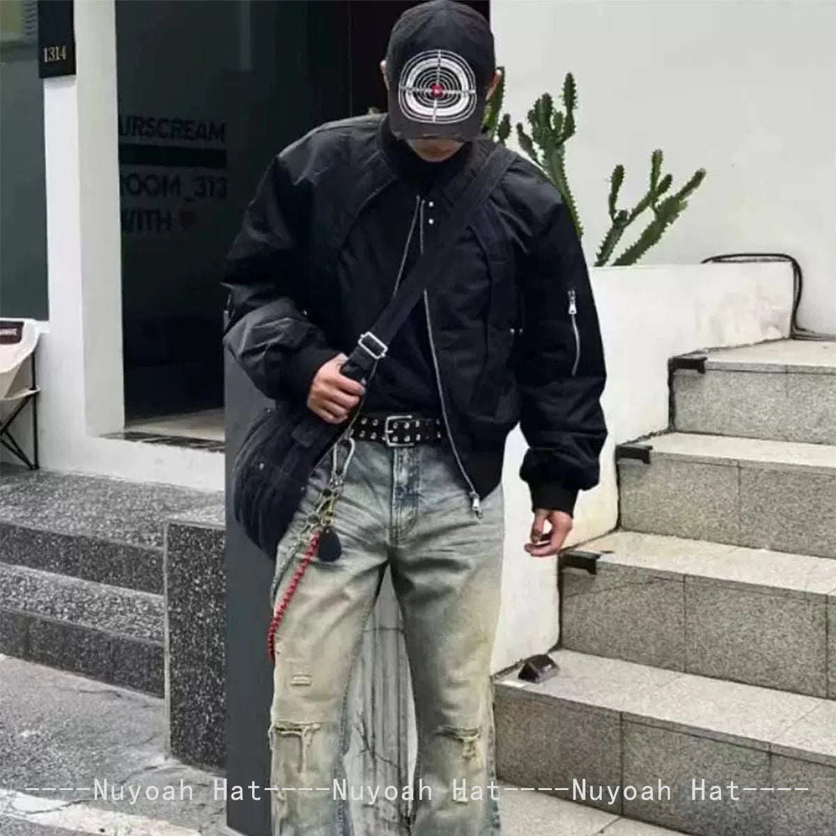 Unisex Broken Style Bull's-eye Cross Embroidery Baseball Hats Sunshade Personal Versatile Peaked Caps Street Fashion Hip Hop