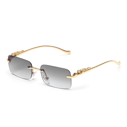 Ruiao rimless sunglasses UV400 fashion square metal glasses for men women designer man's brand sun glasses shades for outdoor
