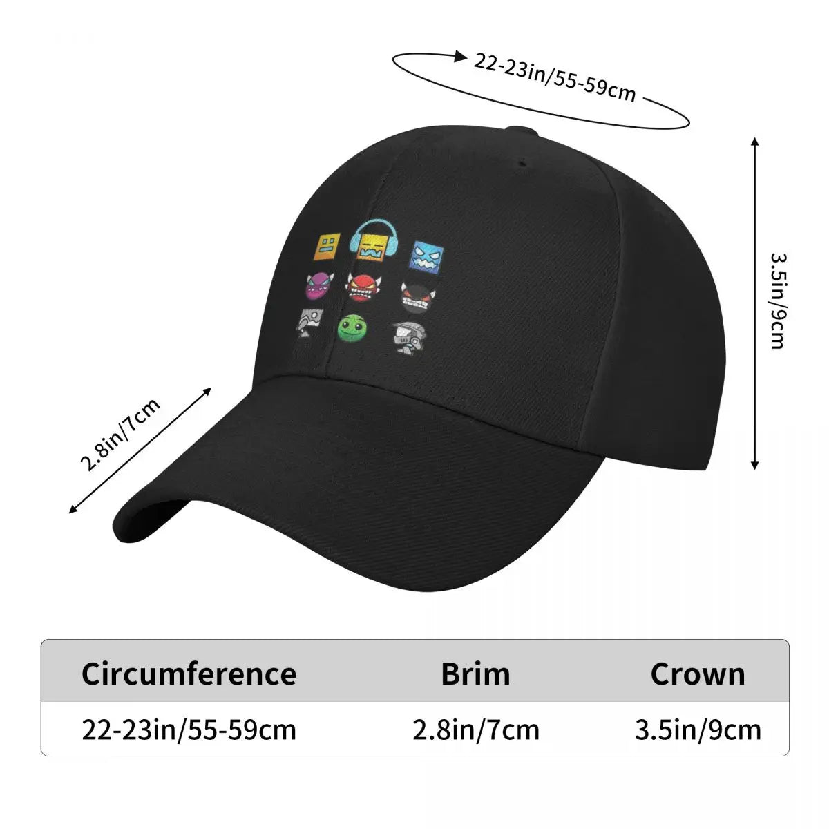 Geometry Dash Baseball Cap Unique hats tactical cap Golf Cap Ladies Men's