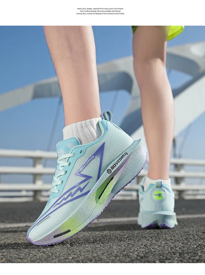 Sapatilhas de corrida com placa de carbono, especialidade maratona, para homem e mulher, desportivas, respiráveis, leves, confortáveis, atléticas e antiderrapantes