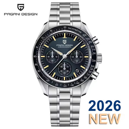 Pánske hodinky PAGANI DESIGN „New Moon“ – luxusné quartzové hodinky, chronograf, zafírové sklo s antireflexnou úpravou, keramický rámček, luminiscenčné ručičky