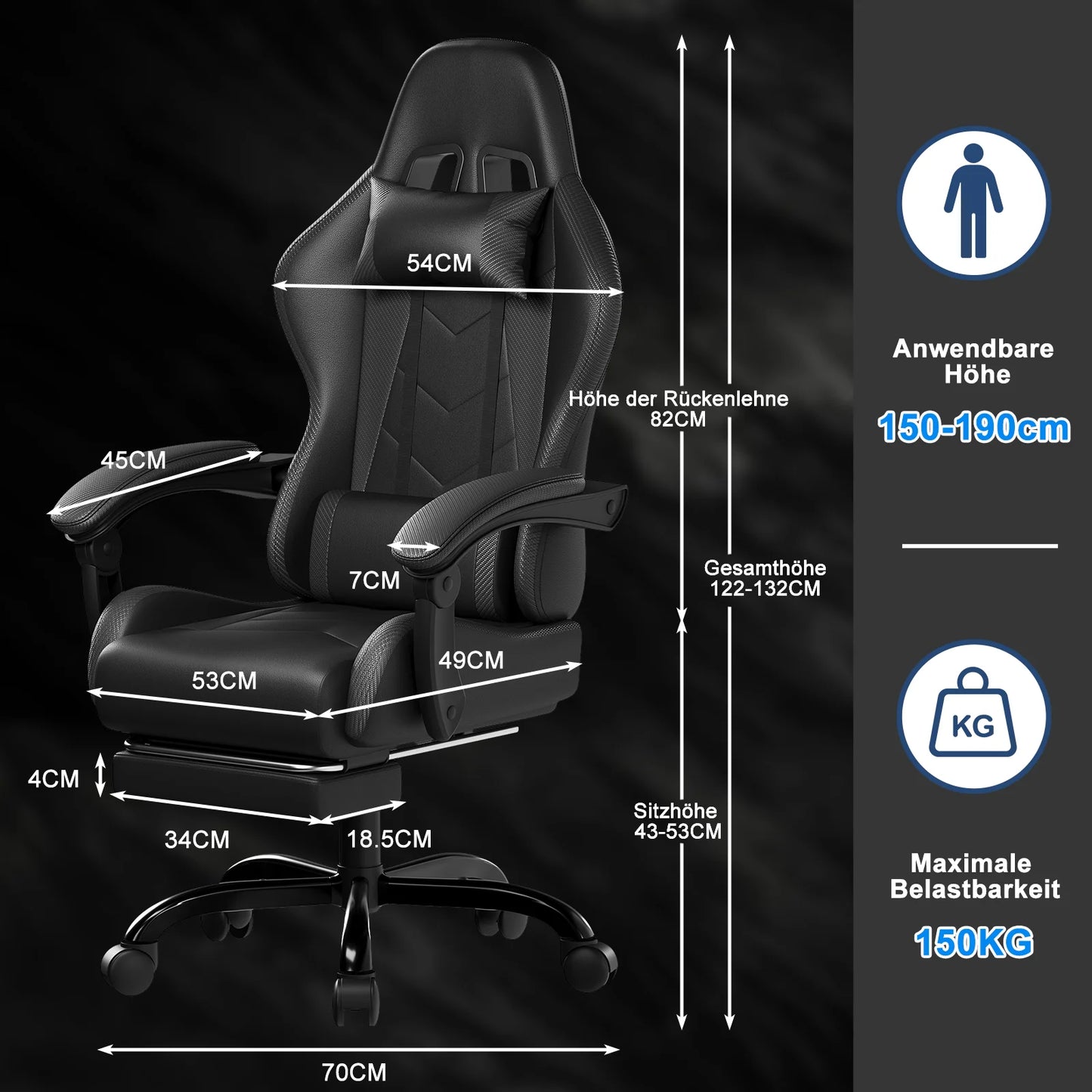 HOMALL Ergonomic Gaming Chair with Low-Noise Roll Office Chair Faux Leather Swing Chair Desk Chair