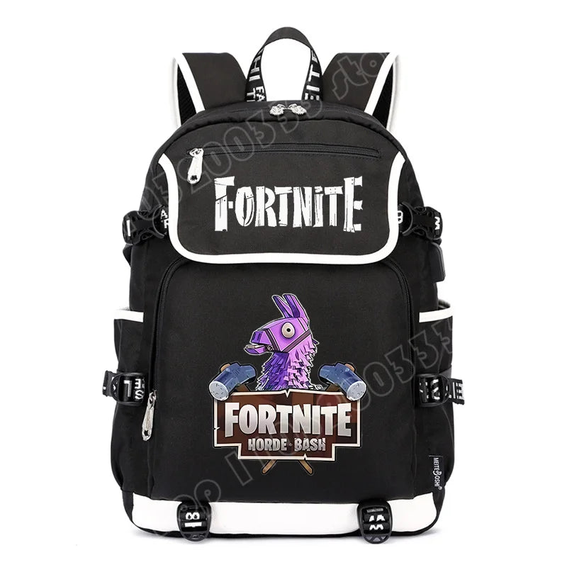 Zaino Fortnites di grande capacità, borsa casual a tracolla con porta USB, unisex, stile anime, cartella per studenti, nuovo regalo di cancelleria elegante
