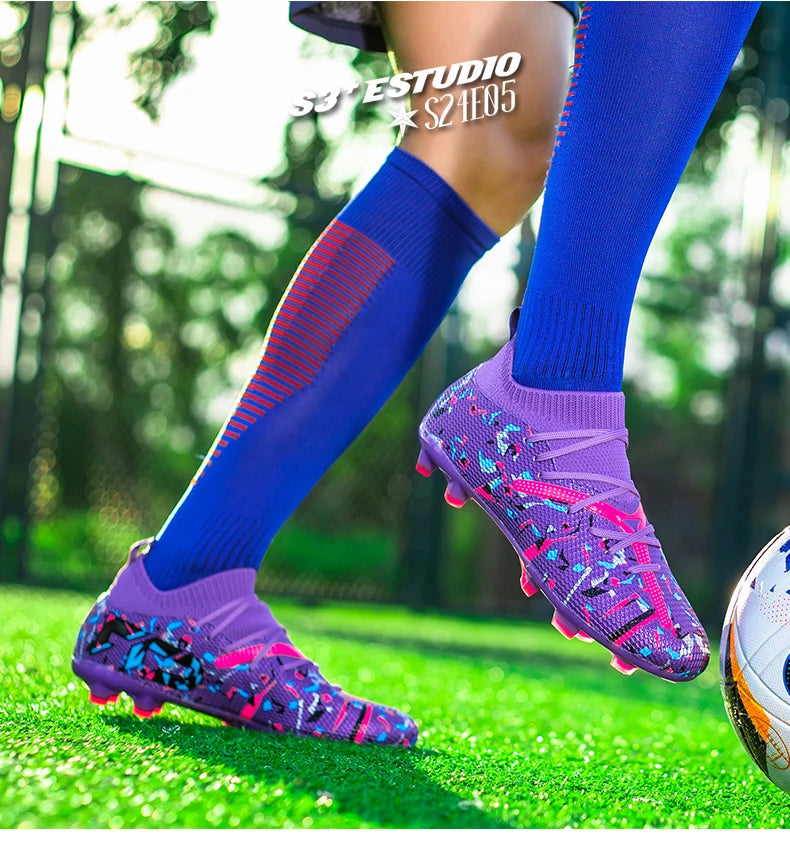 Chuteiras de Futebol Profissionais para Homem em Malha Respirável, Chuteiras Antiderrapantes Rápidas, Sapatilhas de Moda para Relva Artificial, Sapatos de Futebol Masculinos
