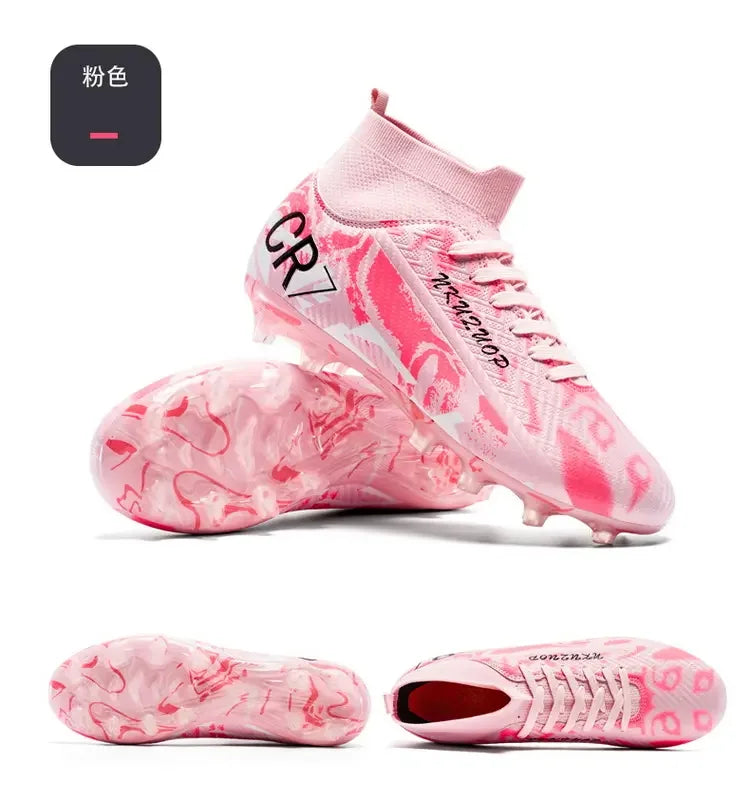 Unisex Teen Low Top Football Shoes Lightweight Elastic Sole Anti Slip Short Spikes Lawn Field Match Training Sneakers