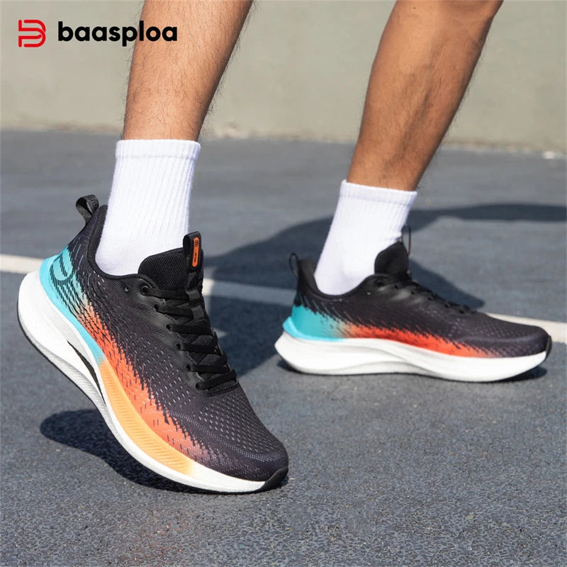 Baasploa Men Running Shoes Professional Training Women Carbon Plate Mesh Breathable Sneakers Male Lightweight Unisex Sport Shoes