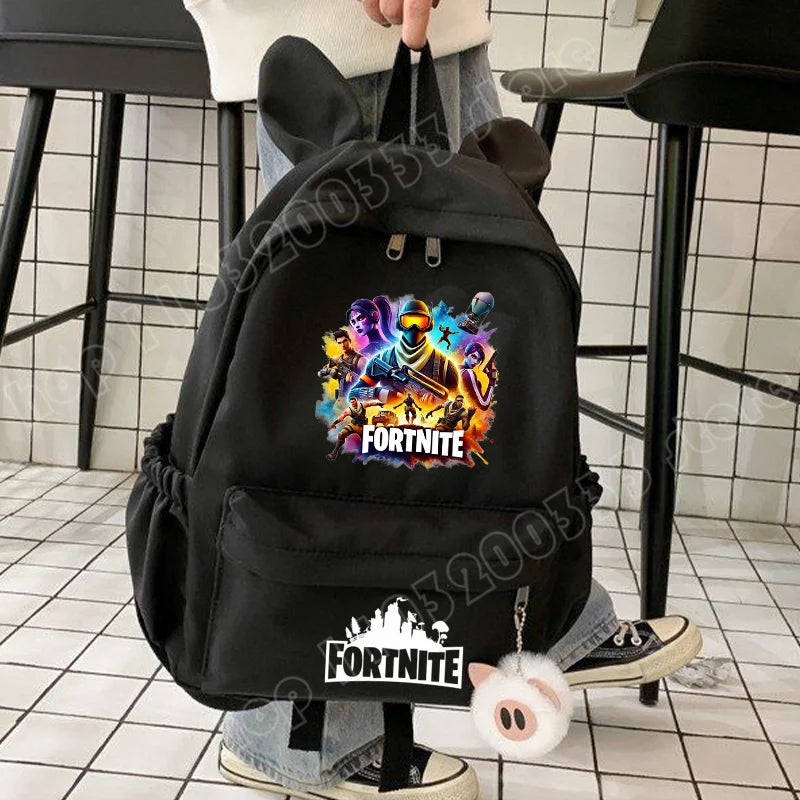 Neuer Fortnite-Cartoon-Rucksack für Jungen und Mädchen, lässige Schultasche mit großem Fassungsvermögen, Studententasche mit Hasenohren, Reiserucksack, Schreibwaren-Geschenk