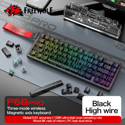 Magnetic Switch Keyboard ATTACK SHARK X68HE X68PRO HE and FREEWOLF F68 Wired F68Pro Wireless for Pro Gaming 0.01mm Rapid Trigger